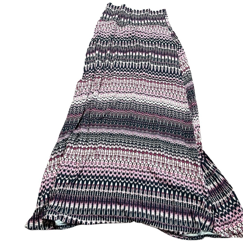 Loveappella Pink Black patterned Maxi Skirt Size XL hippie boho festival ecectic